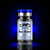 Glass vial with blue cap labeled Bac Water 10 ml from PureForm Labs, for laboratory use only.