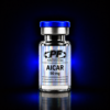 Vial with blue cap labeled AICAR 50 mg from Pureform Labs; for laboratory use only (not for human consumption).