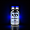 Melanotan II -10mg - PureForm Labs - PureForm Labs Small glass vial with a blue cap containing red liquid and a holographic label reading 'Melanotan II 10mg' from Pureform Labs, on a dark background.