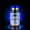 Vial labeled Kisspeptin 10 mg from Pureform Labs, for laboratory use only, not for human consumption, against a dark blue background.